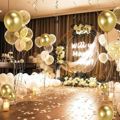 50pcs Golden Balloons Kit 12 Inches for Wedding Baby Shower Event Decoration