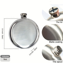 5 Oz Alcohol Flask Round Whiskey Flask Stainless Steel Wine Bottle