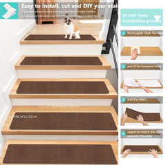 15pcs Non Slip Stair Rugs Adhesive Soft Washable Stair Carpet Runner Hall Living