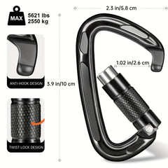 1pc 25KN Auto Lock Aluminum Carabiner Outdoor Climbing Camping Hiking Rescue