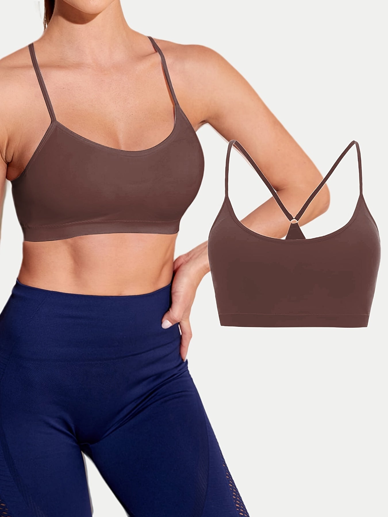 Women's Padded Sports Bra Y Back Workout Racerback Bra Light Support Yoga Bra