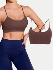 Women's Padded Sports Bra Y Back Workout Racerback Bra Light Support Yoga Bra