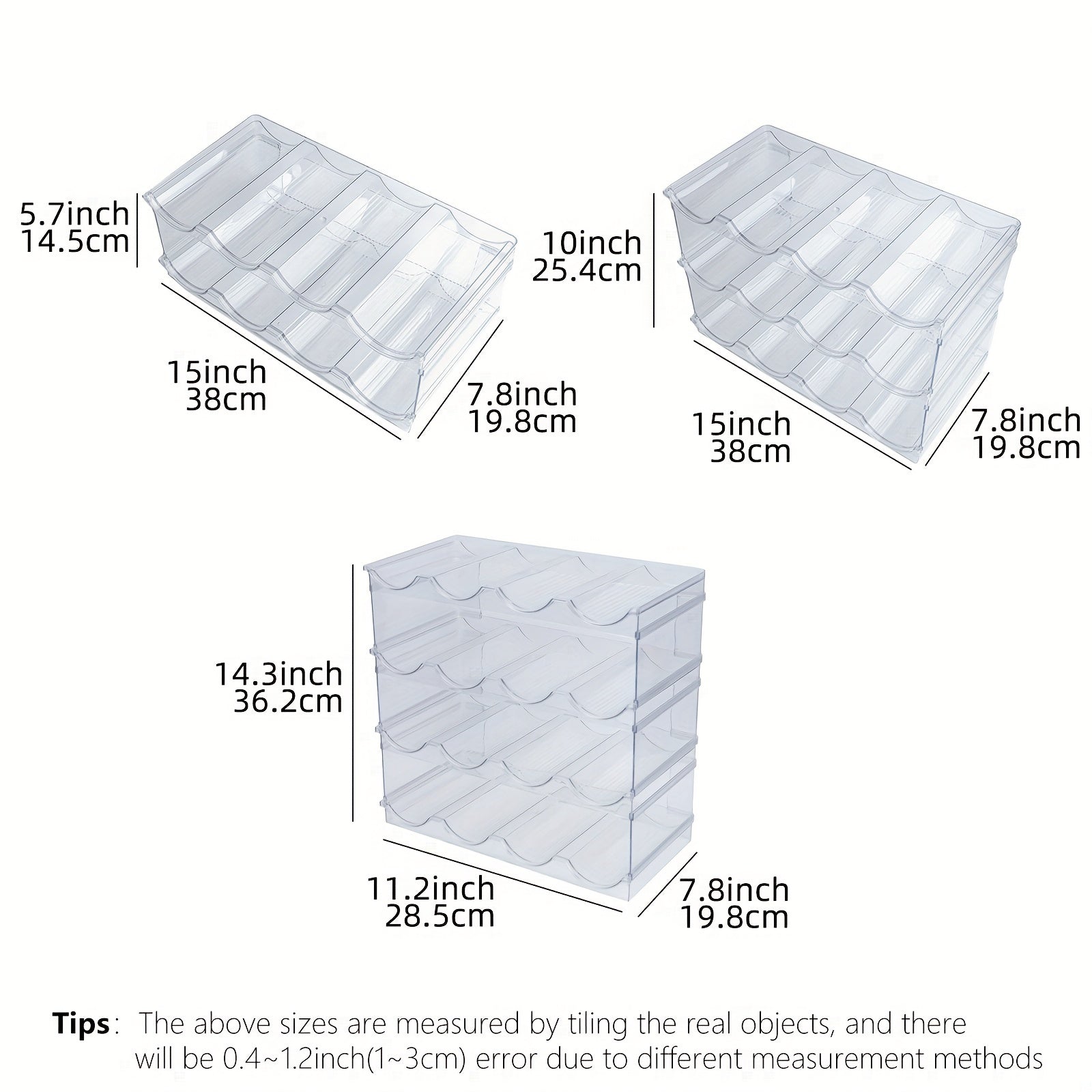 Clear Stackable Water Bottle Organizer 4 Layers Holds 12 Bottles