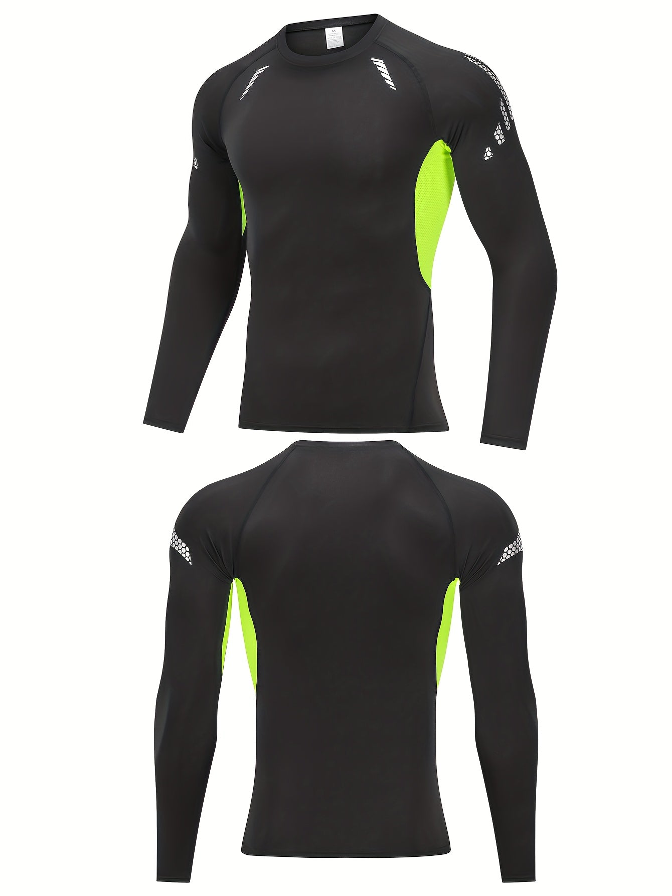 Men's Solid Compression Shirt High Stretch Crew Neck Top
