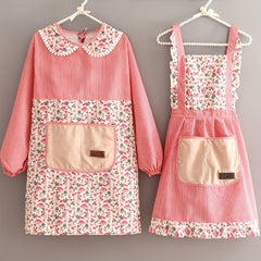 Cotton Canvas Apron Women's Long Sleeve Kitchen Apron