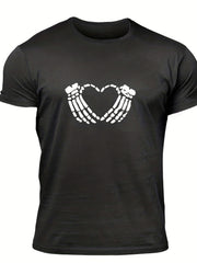 Men's Heart Graphic T shirt Casual Stretch Tee Summer Outdoor