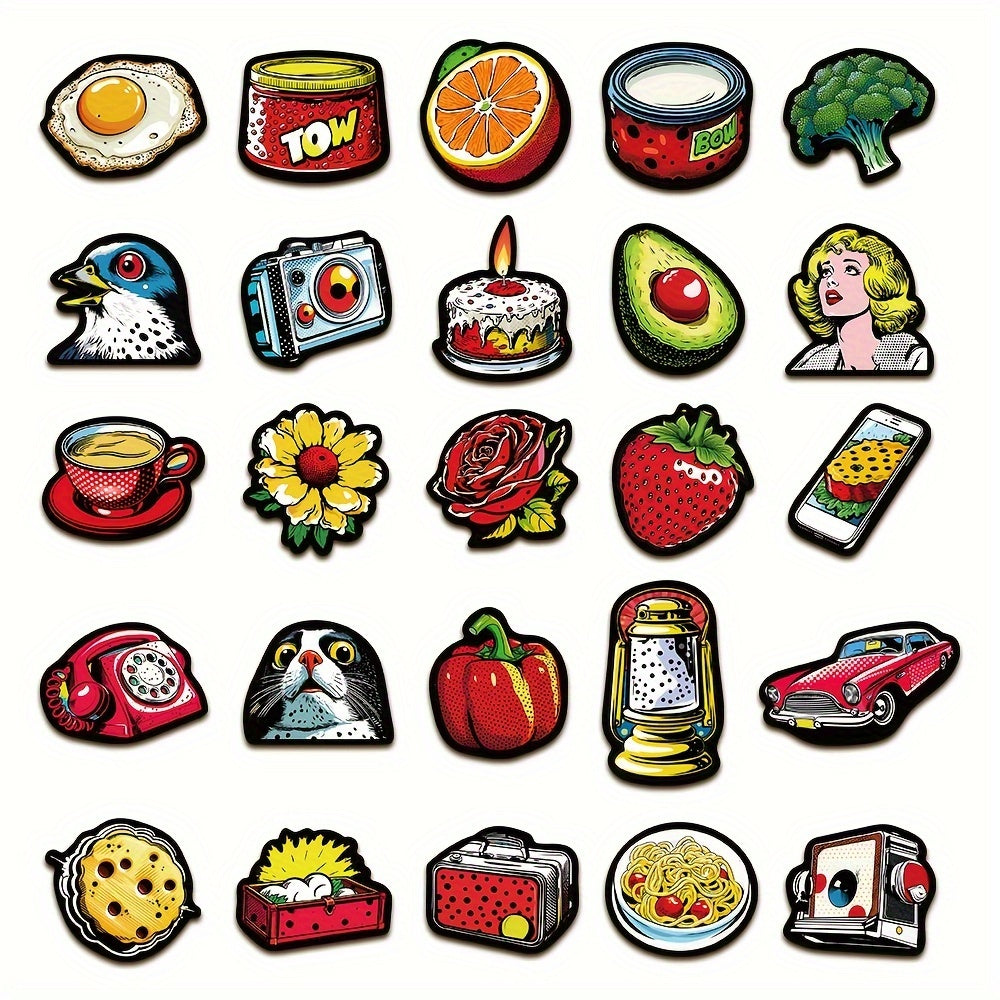 50pcs American Retro Graffiti Stickers Laptop Helmet Water Cup Decoration DIY