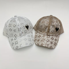 Sequin Embroidery Baseball Cap Solid Mesh Breathable Dad Hat Adjustable