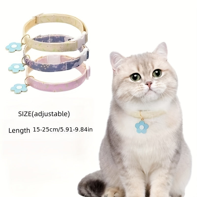 Pet Necklace Flower Pattern Pendant Cat Collar Adjustable Safety Collar