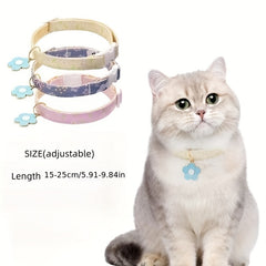 Pet Necklace Flower Pattern Pendant Cat Collar Adjustable Safety Collar