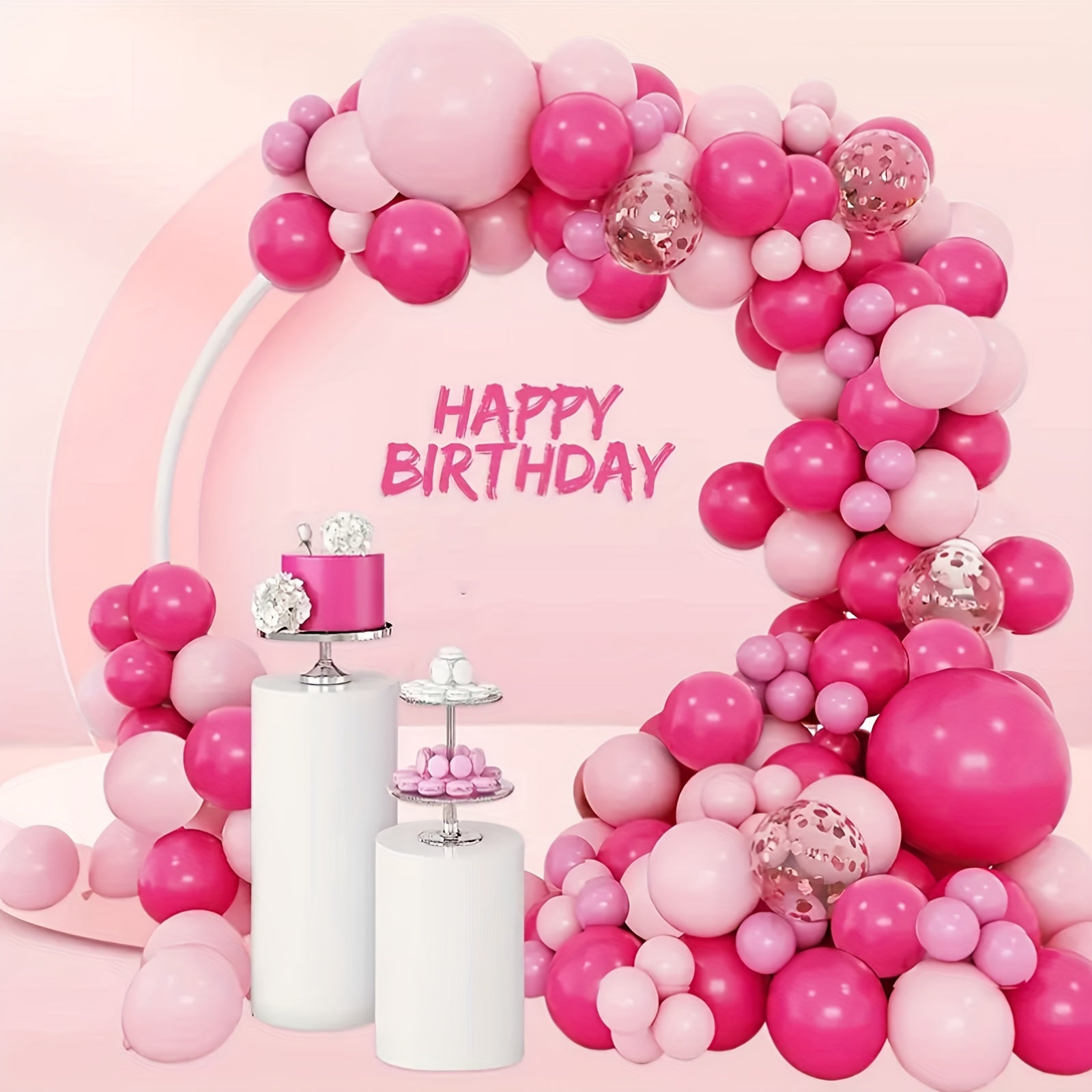 131pcs Pink Red Balloon Set For Party Decor