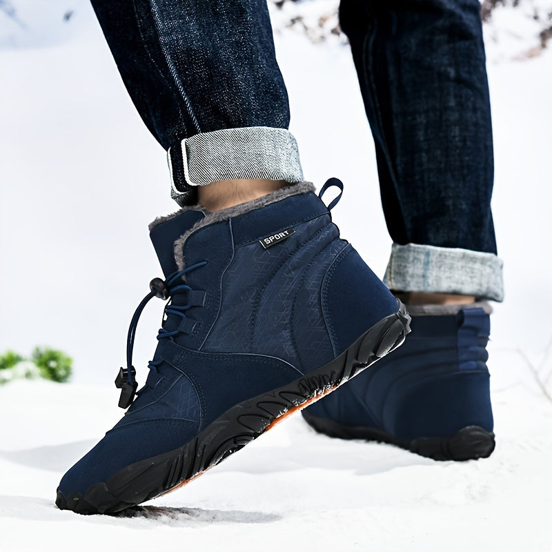 Men's Snow Boots Warm Cozy Ankle Boots Plush Outdoor Winter Shoes