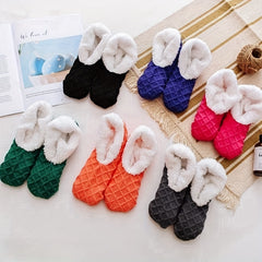 Plaid Textured Fuzzy Socks Soft & Warm Low Cut Ankle Socks