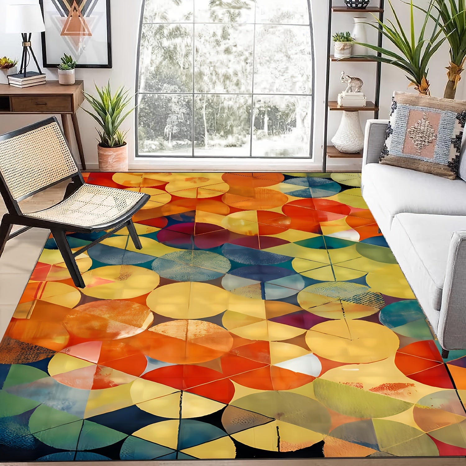Colorful Christmas Area Rug Plaid Festive Print Holiday Rug Washable