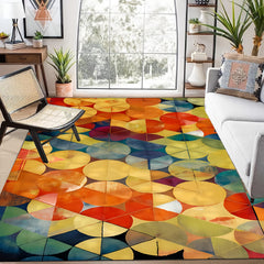 Colorful Christmas Area Rug Plaid Festive Print Holiday Rug Washable