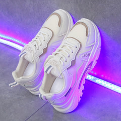 Women's Breathable Mesh Sneakers Lace Up Outdoor Shoes Comfortable Platform