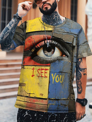 Men's Eye Block Graphic T shirt Active Stretch Breathable 3D Print Tee