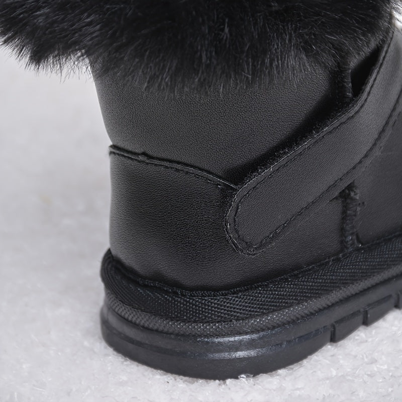 Girls' Hook and Loop Snow Boots Soft Warm Plus Fleece Outdoor Hiking Winter