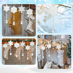 6pcs Snowflake Faux Diamond Painted Hanging Pendant Set