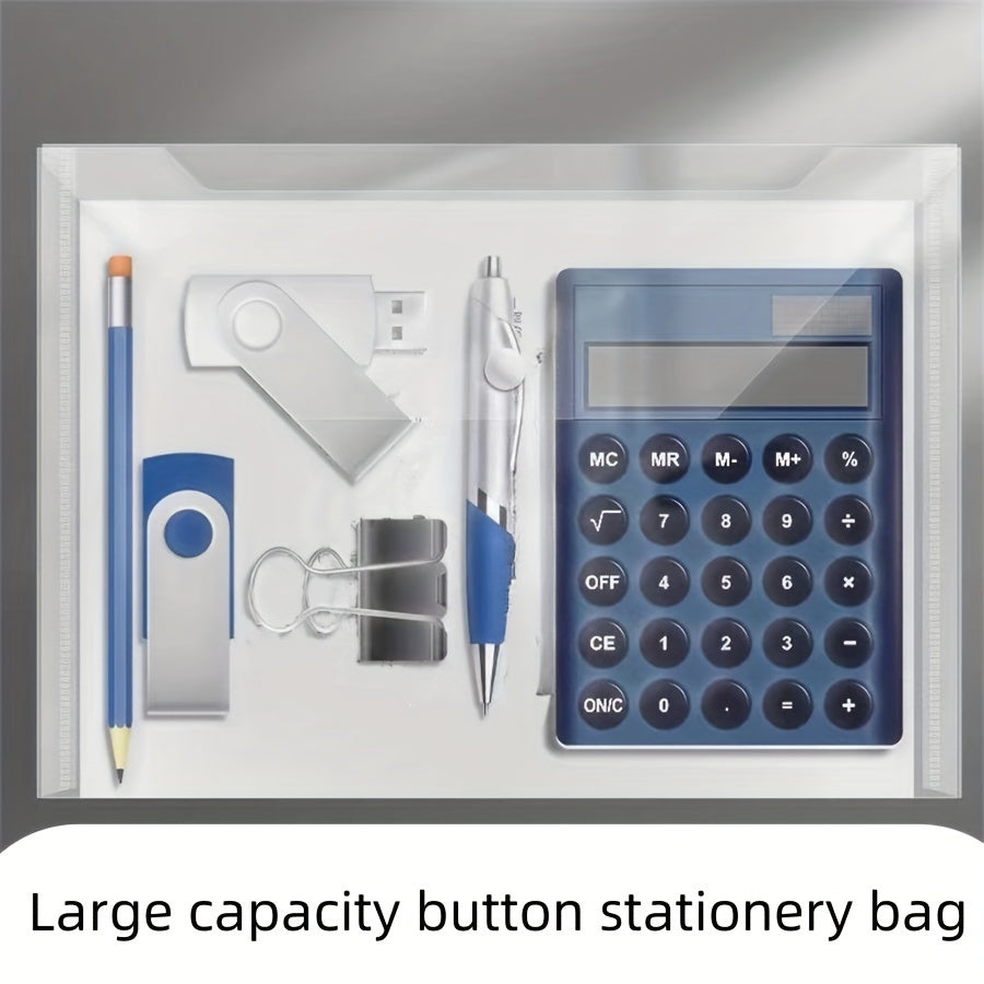 Pp Material Button Bag Transparent Document Bag A4 Storage Bag File Bag 20pcs