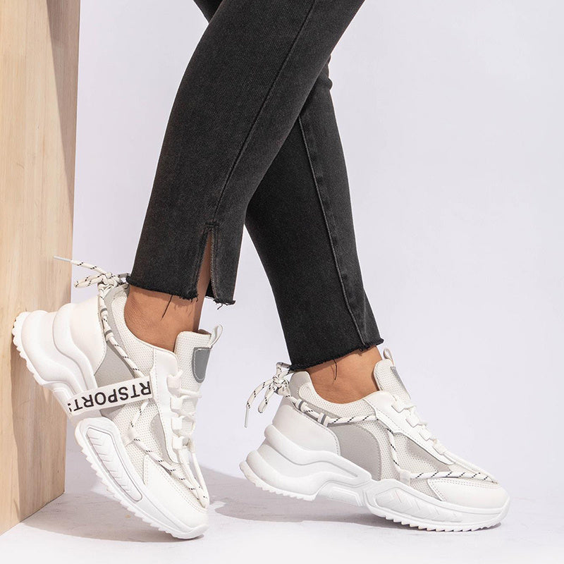 Women's Casual Sneakers Tape Decor Low Top Breathable Dad Shoes