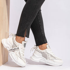 Women's Casual Sneakers Tape Decor Low Top Breathable Dad Shoes