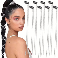Long Rhinestone Chain Tassel Hairpin Hair Extension Daily Decorative Headwear