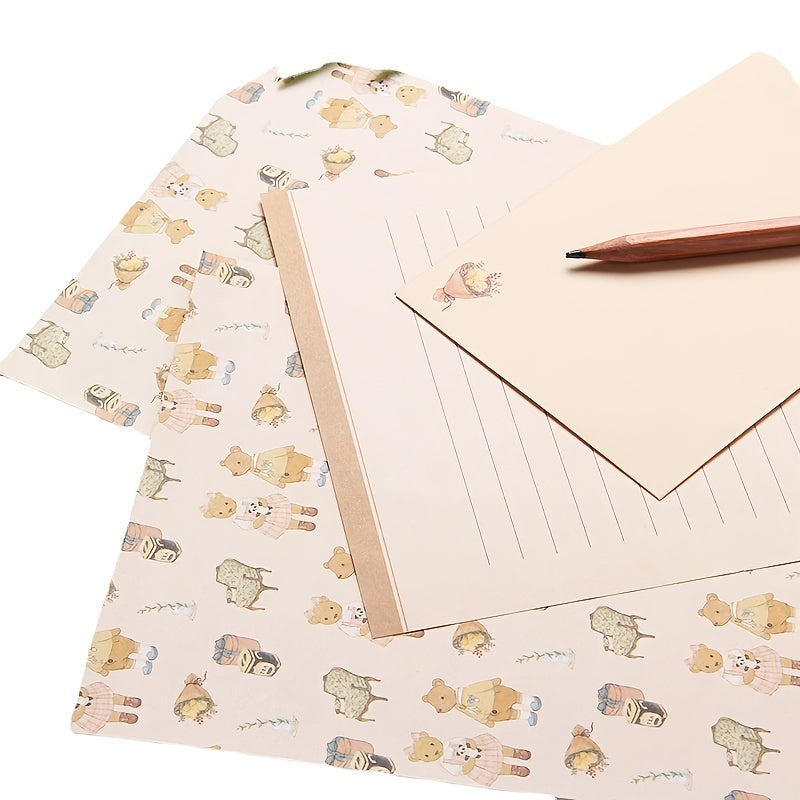 9Pcs Stationery Set: 6 Letter Paper, 3 Envelopes, Writing Office School Supplies