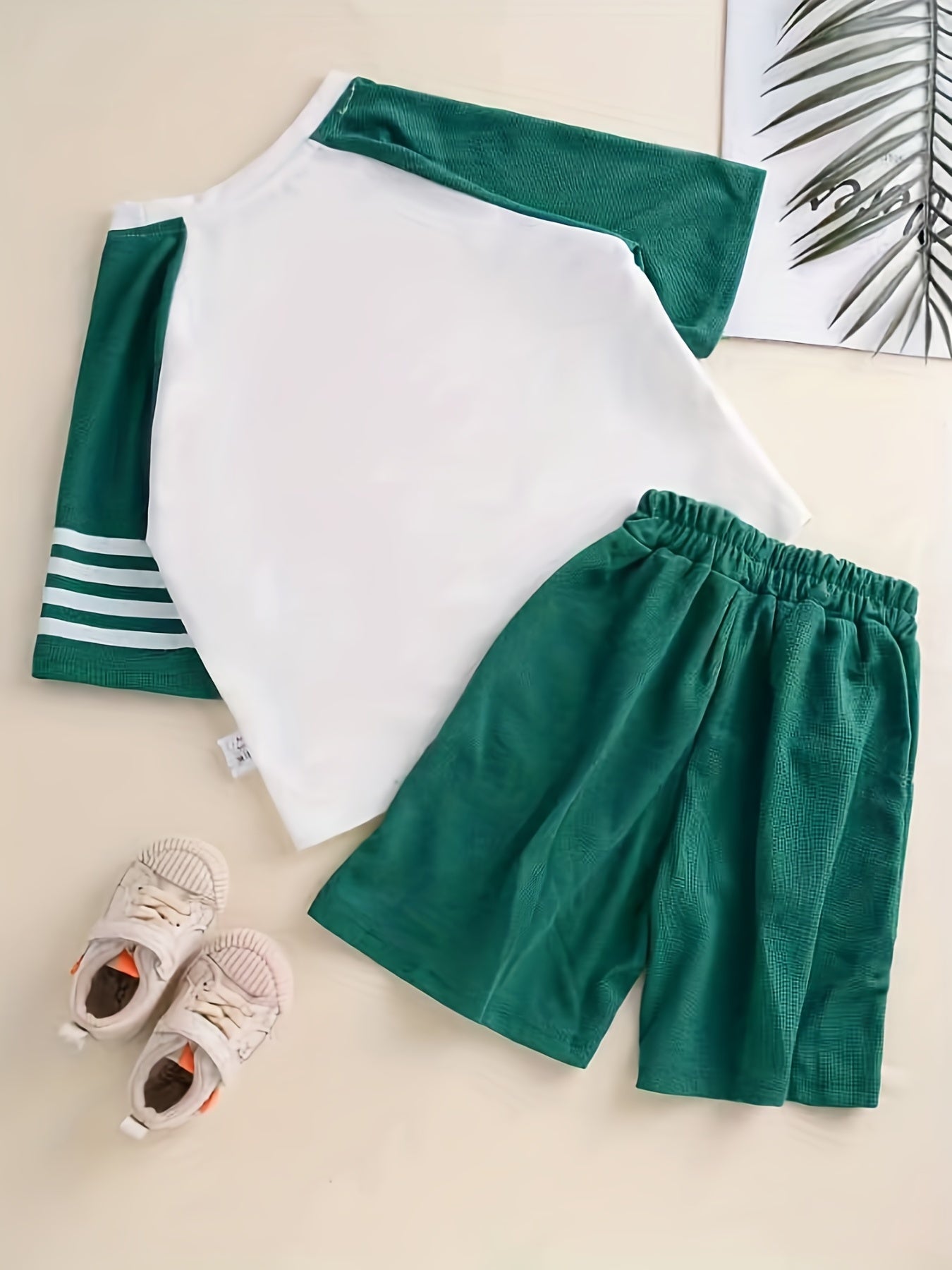 2pcs Boys Round Neck T shirt & Shorts Summer Sports Clothing