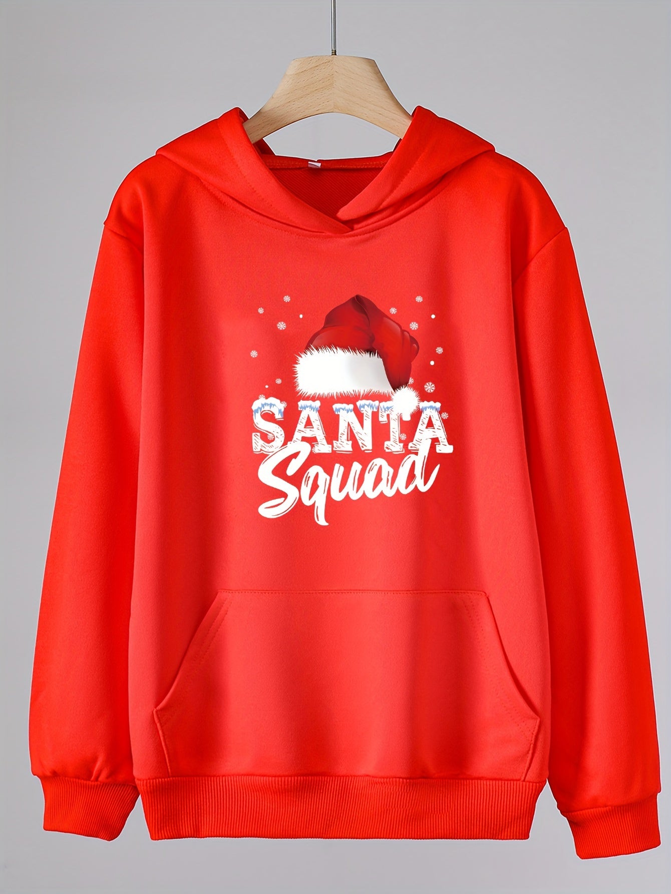 Girl's Santa Hat Letter Print Hoodie with Pocket