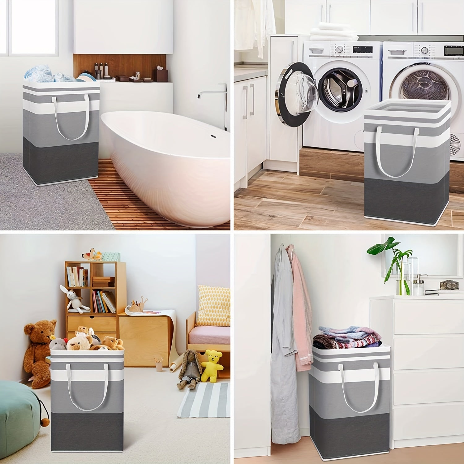 Colorblock Foldable Cloth Basket Waterproof Laundry Toy Storage