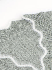 Scallop Trim Knit Sweater V Neck Long Sleeve Women's Clothing