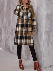 Single Breasted Flap Pockets Overcoat Long Sleeve Outwear