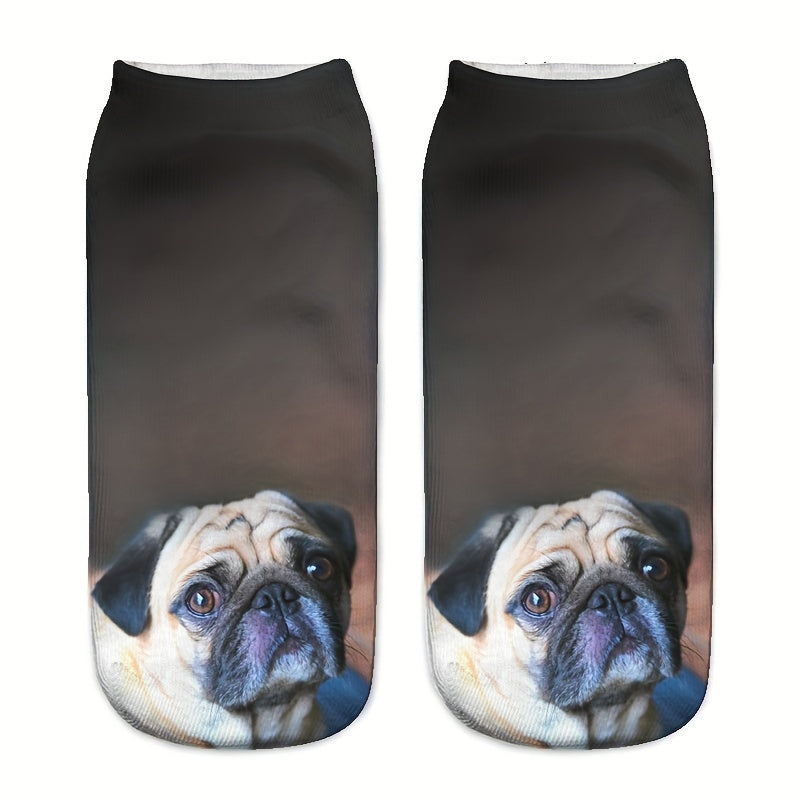 3D Dog Pattern Socks Low Cut Women's Stockings
