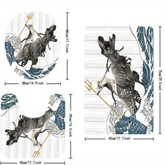 Funny Cat Bathroom Set Shower Curtain & Floor Mat