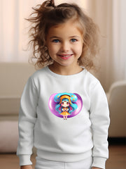 Cartoon Girl Print Long Sleeve Sweatshirt for Girls Boys