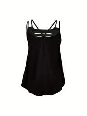 Cutout Dual Straps Cami Top Cross Back Sleeveless Summer Top