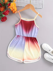 Girls Gradient Block Cami Rompers Jumpsuits