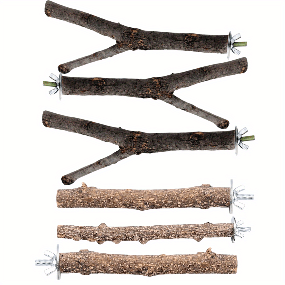 Bird Perch Stands Natural Wood Parrot Perch Bird Cage Accessories Bird Toy