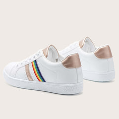 Women's Waterproof Faux Leather Sneakers Low Top Casual Shoes