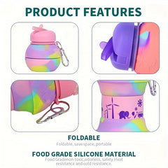 550ml Foldable Water Bottle Portable Leakproof Shatterproof for Outdoor Travel
