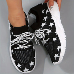 Women's Star Pattern Woven Running Shoes Lightweight Sneakers