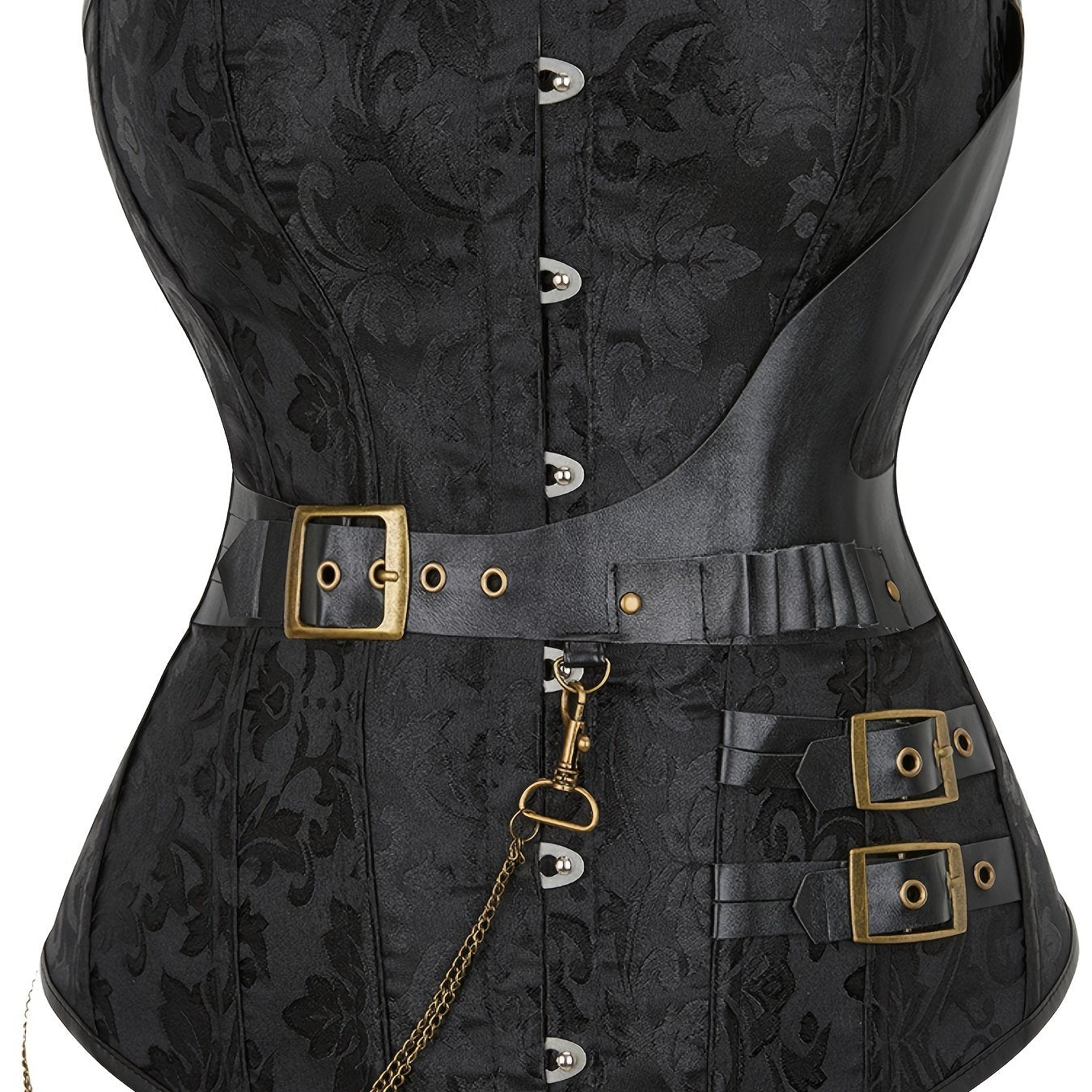Gothic Corset Women's Plus Chain Decor Lace Up Waist Training