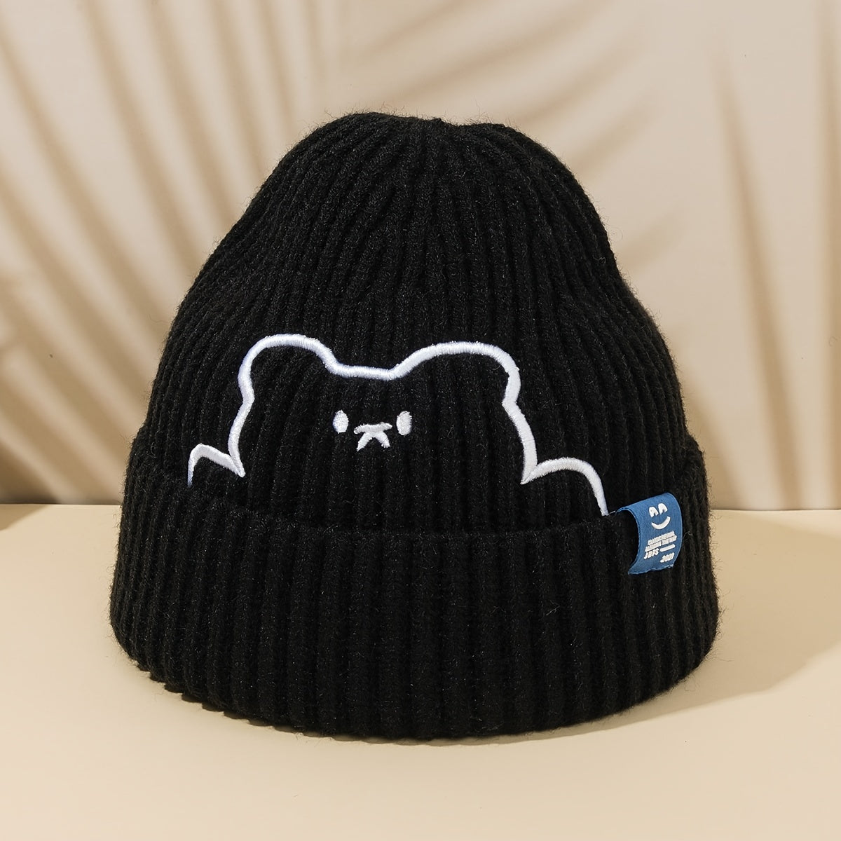 Cartoon Pattern Hat Bear Beanie Hat Warm Soft Knitted Hat For Women