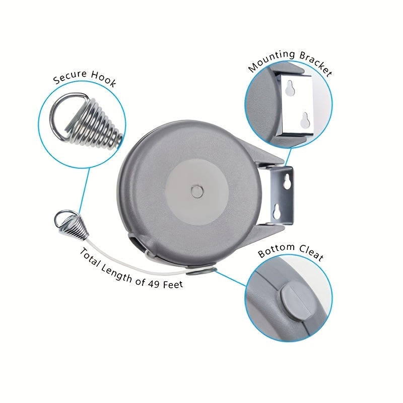 1pc Retractable Clothesline Portable Heavy Duty Washing Line PVC