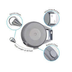 1pc Retractable Clothesline Portable Heavy Duty Washing Line PVC