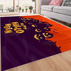 Halloween Area Rug Pumpkin Bat Silhouette Runner Non Slip Washable Floor Mat