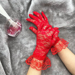 Lace Floral Short Gloves for Wedding Bridal Accessories