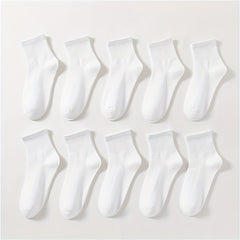 10 Pairs Solid Socks Comfy & Breathable Women's Stockings