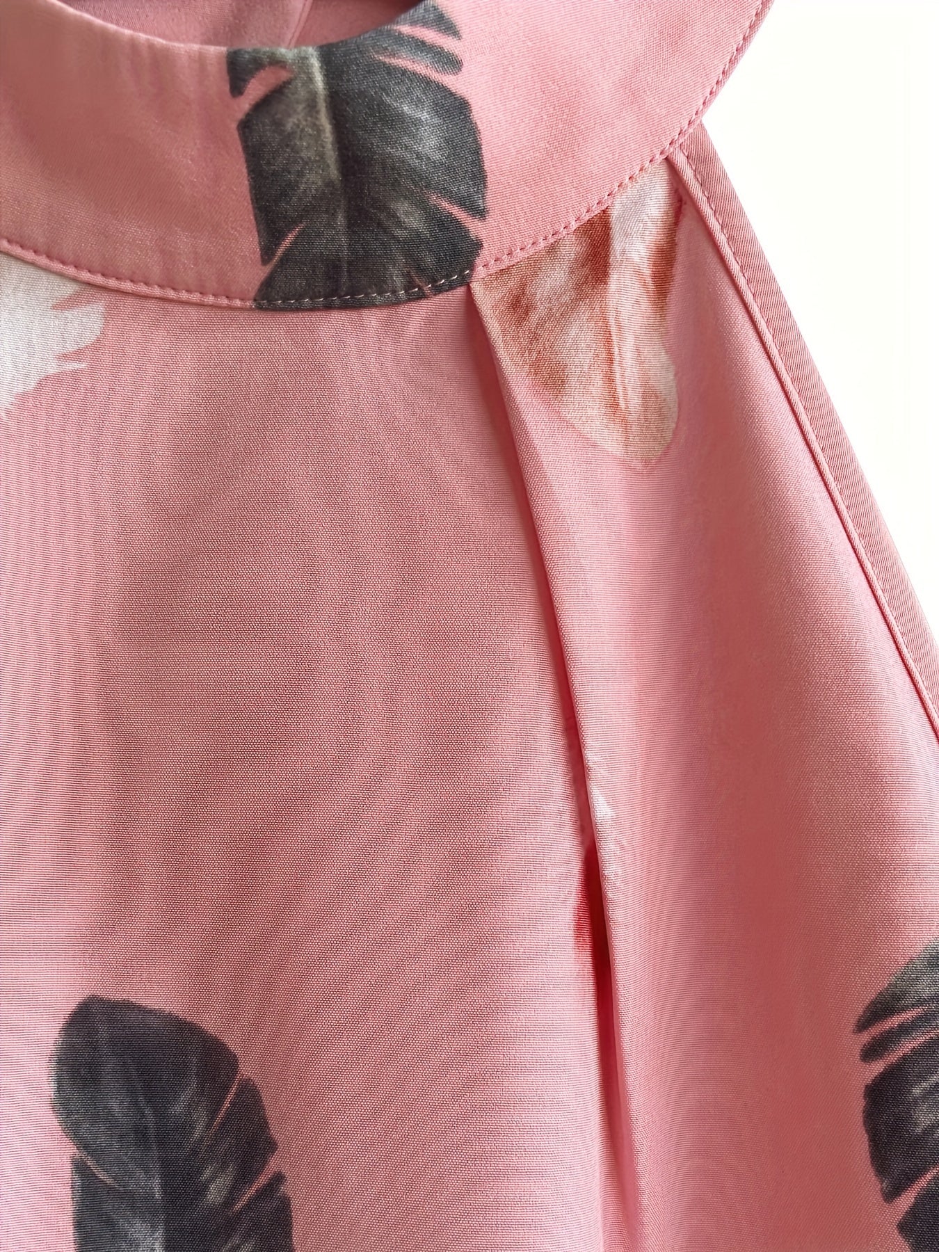 Feather Print Halter Neck Top Sleeveless Summer Women's Clothing